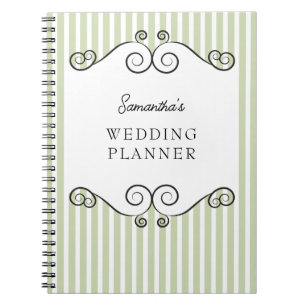 Trouwplanner notitieboek met groene strepen vintag