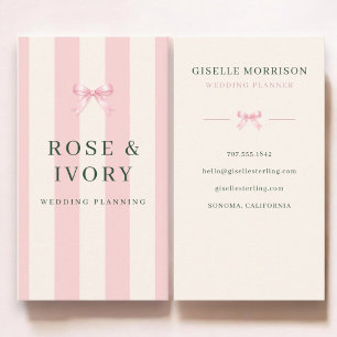 Trouwplanner Roze en Groene Gestreepte Preppy Stri Visitekaartje