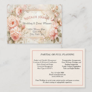Trouwplanner Vintage Roze Rozen Elegant Visitekaartje