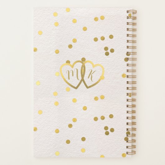 Trouwplanner voor koppel met roze gouden confetti planner (Achterkant)