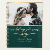 Trouwplannerboek met smaragdgroene foto planner (Voorkant)