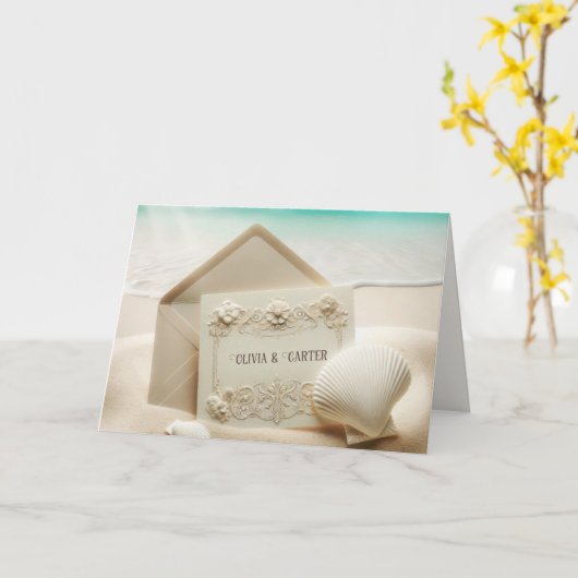 Trouwplantage in het strand zand kaart (Gele Bloem)