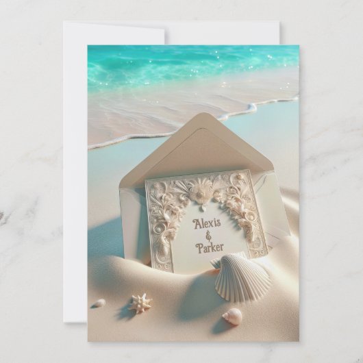 Trouwplantage in het strand zand kaart (Voorkant)