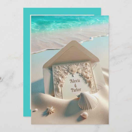 Trouwplantage in het strand zand kaart (Voorkant / Achterkant)