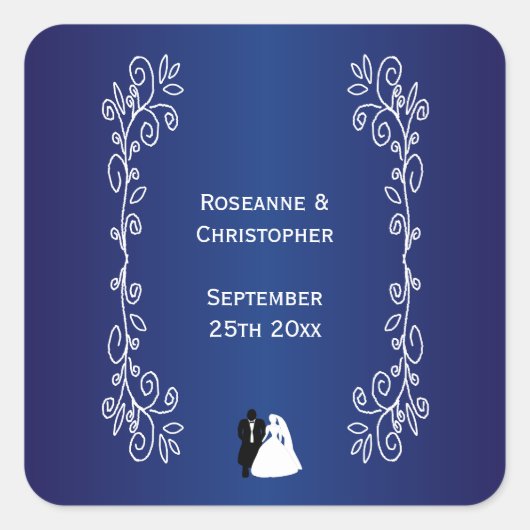 Trouwplein Sticker Royal Blue Bruid Groom (Voorkant)