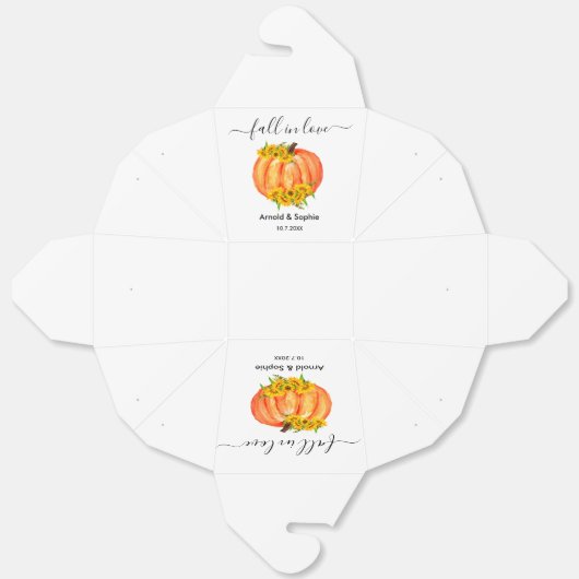 Trouwpompoen Sinaasappel Witte Bloemen Herfst Bedankdoosjes (Ongevouwen)