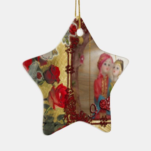 Trouwpop Portret Grafische kunst Print Keramisch Ornament (Rechts)