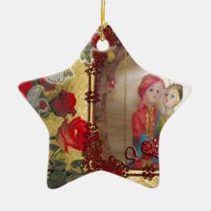 Trouwpop Portret Grafische kunst Print Keramisch Ornament