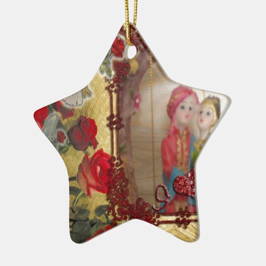 Trouwpop Portret Grafische kunst Print Keramisch Ornament (Links)