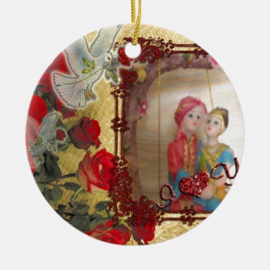 Trouwpop Portret Grafische kunst Print Keramisch Ornament (Voorkant)