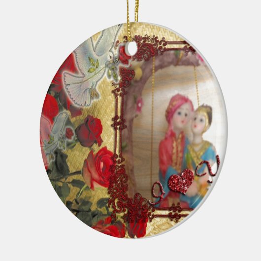 Trouwpop Portret Grafische kunst Print Keramisch Ornament (Links)