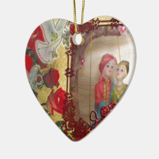 Trouwpop Portret Grafische kunst Print Keramisch Ornament (Links)