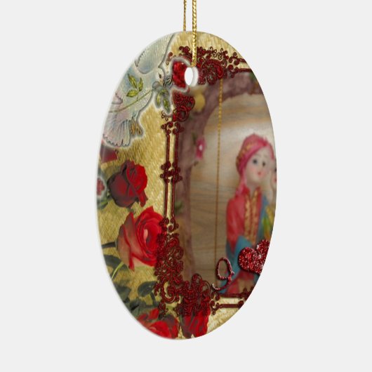 Trouwpop Portret Grafische kunst Print Keramisch Ornament (Rechts)