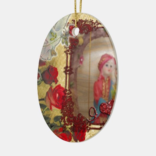 Trouwpop Portret Grafische kunst Print Keramisch Ornament (Links)