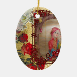 Trouwpop Portret Grafische kunst Print Keramisch Ornament