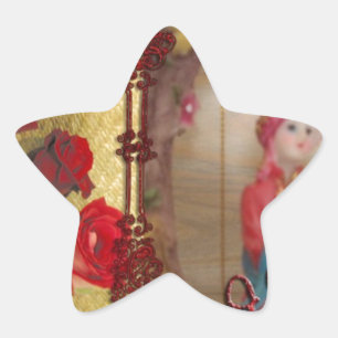 Trouwpop Portret Grafische kunst Print Ster Sticker