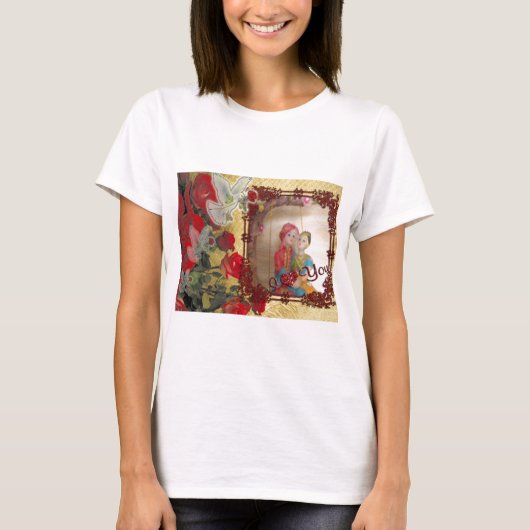 Trouwpop Portret Grafische kunst Print T-shirt (Voorkant)