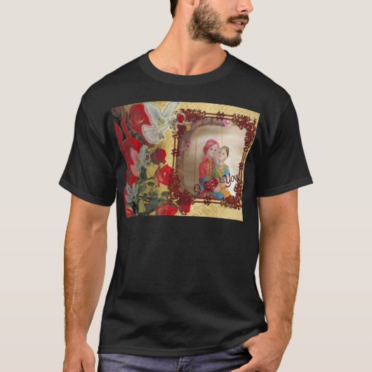 Trouwpop Portret Grafische kunst Print T-shirt (Voorkant)