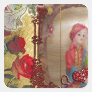 Trouwpop Portret Grafische kunst Print Vierkante Sticker