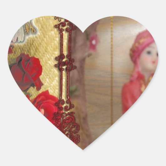 Trouwpop Portret Grafische Kunstprint Hart Sticker (Voorkant)