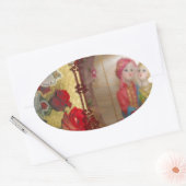 Trouwpop Portret Grafische Kunstprint Ovale Sticker (Envelop)