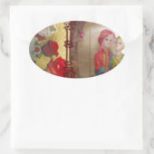 Trouwpop Portret Grafische Kunstprint Ovale Sticker (Tas)