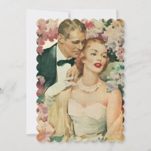 Trouwportret in vintage stijl, Bruidsfeest Kaart