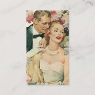 Trouwportret in vintage stijl, retro bruid en brui informatiekaartje