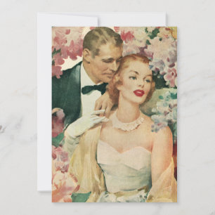 Trouwportret in vintage stijl, retro bruid en brui kaart