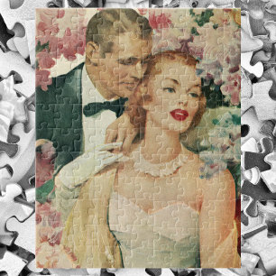 Trouwportret uit het verleden, Retro bruid en brui Legpuzzel