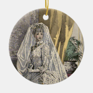 Trouwportret van een bruid in vintage stijl, Victo Keramisch Ornament