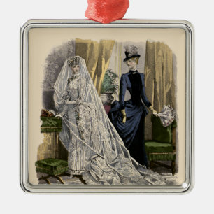 Trouwportret van een bruid in vintage stijl, Victo Metalen Ornament