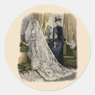 Trouwportret van een bruid in vintage stijl, Victo Ronde Sticker