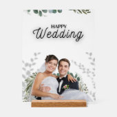 Trouwposter – Elegante Bruid & Bruidegom Groene De Acryl Bord (Voorkant)