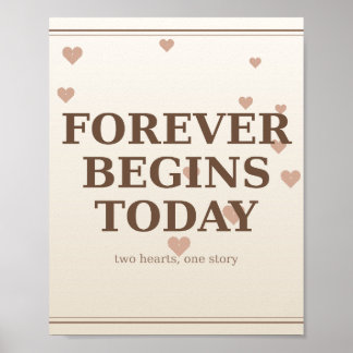Trouwposter 'Forever Begins Today' Liefde Muurkuns Poster