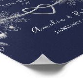 Trouwposter in marineblauw poster (Hoek)
