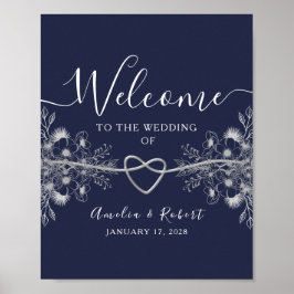 Trouwposter in marineblauw poster