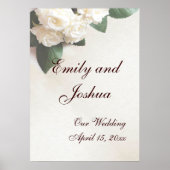 Trouwposter Sjabloon Zachte Witte Rozen Poster (Voorkant)