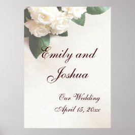 Trouwposter Sjabloon Zachte Witte Rozen Poster