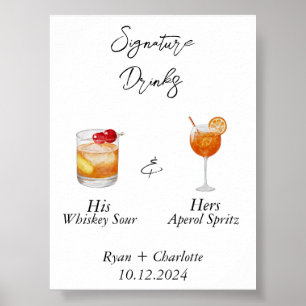 Trouwposter - Zijn en haar handtekeningcocktails Poster