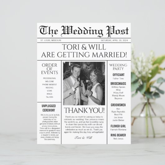 Trouwpostprogramma (Staand voorkant)