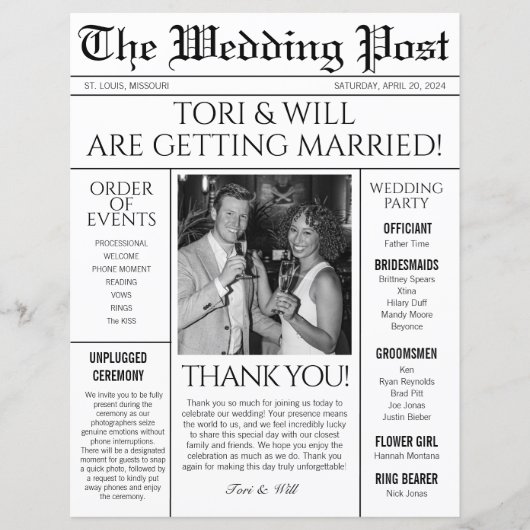 Trouwpostprogramma (Voorkant)