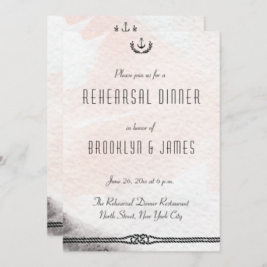 Trouwproef Uitnodiging Aquarel Perzik met Zeevaart (Voorkant / Achterkant)