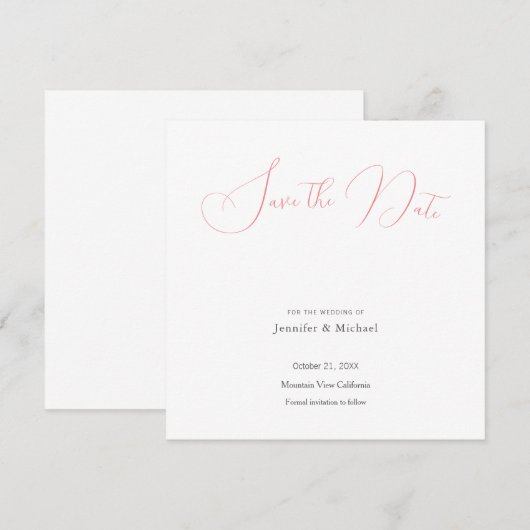 Trouwprofessional Minimalist Schattige Save the Da Kaart (Voorkant / Achterkant)