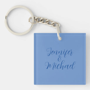 Trouwprofessioneel klassiek blauw kalligrafie sleutelhanger