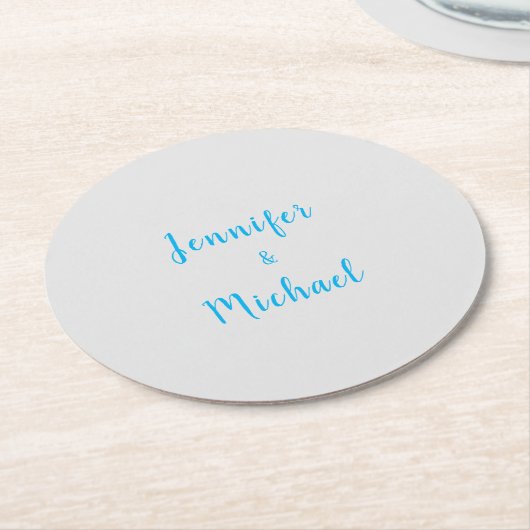 Trouwprofessioneel Klassiek Lichtblauw Grijs Ronde Kartonnen Onderzetter (Gebogen)