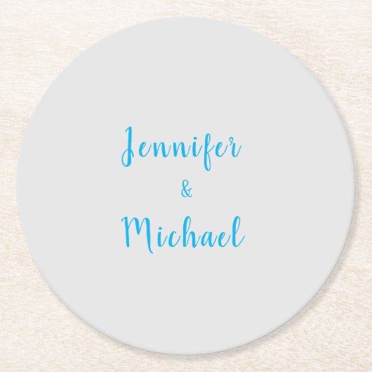 Trouwprofessioneel Klassiek Lichtblauw Grijs Ronde Kartonnen Onderzetter (Voorkant)