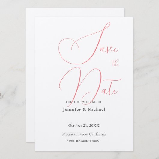 Trouwprofessioneel Minimalistisch Eenvoudig Modern Save The Date (Voorkant / Achterkant)