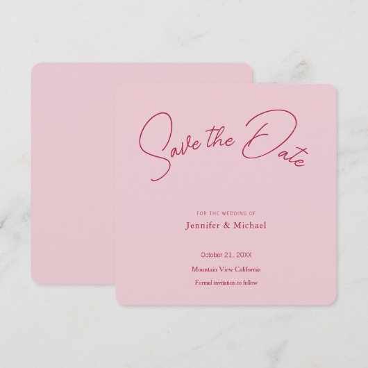 Trouwprofessioneel Minimalistisch Eenvoudig Modern Save The Date (Voorkant / Achterkant)