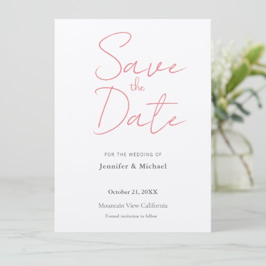 Trouwprofessioneel Minimalistisch Eenvoudig Modern Save The Date (Staand voorkant)